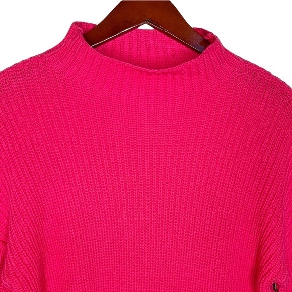 CUPCAKES and CASHMERE NWT Mock Neck Cotton Shaker Knit Sweater in Pink Raspberry - Picture 4 of 14